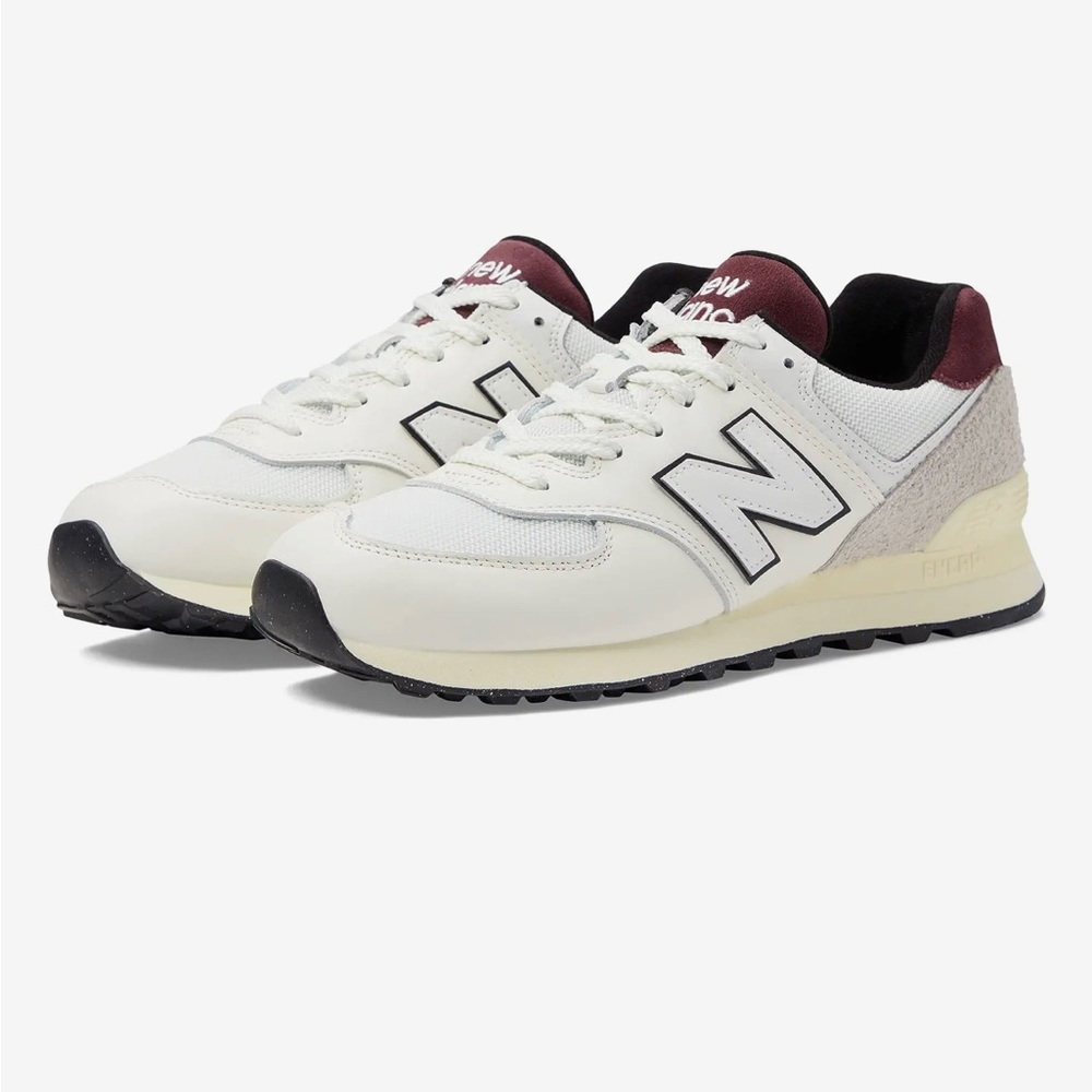 White & Burgundy 574 Sneakers NWT